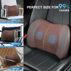 Lumbar Support Pillow for Car, Car Seat Back Support for Driving | Memory Foam Car Lumbar Support for Driving, Car Back Cushion, Adjustable Straps, Lower Back Pillow, Breathable 4D Mesh, Brown