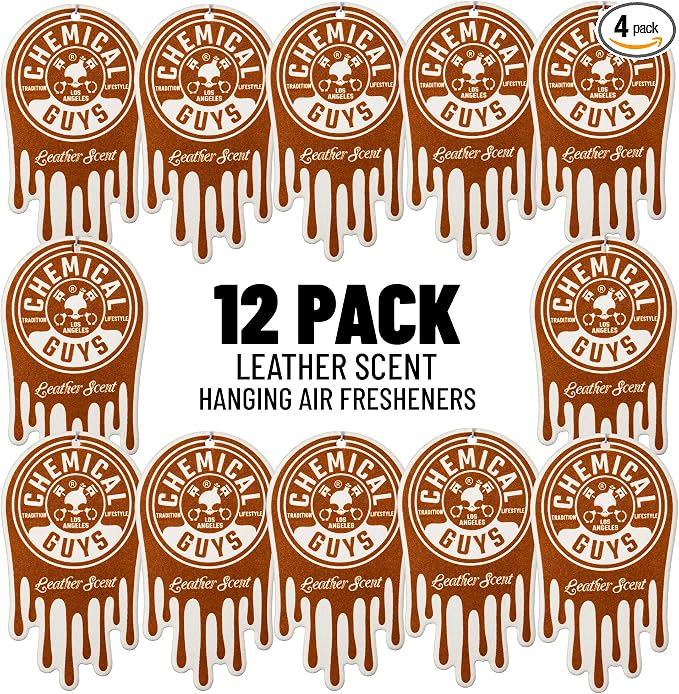 Hanging Air Fresheners - Leather Scent for Cars, Trucks, SUVs, RVs, Home, Office, Work, Dorm Room, & More - 12 Pack - AIR40904