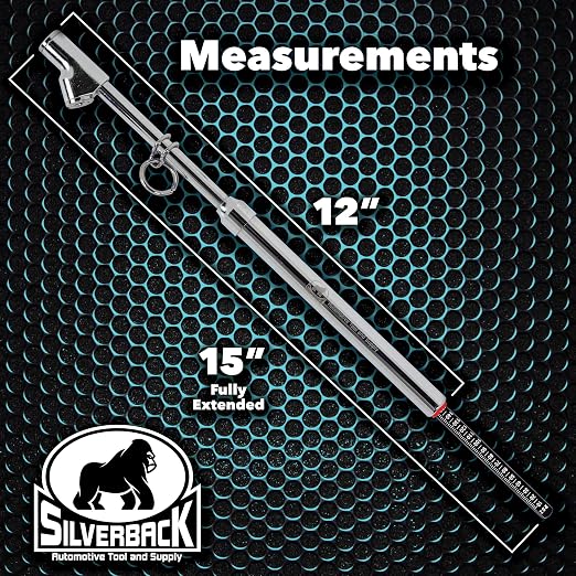 Professional Straight-On Dual Foot Commercial Truck Tire Pressure Gauge with Polished Chrome Finish. Heavy Duty Black Metal Bar Stick Gauge Range 10-150 PSI in 2 PSI Increments