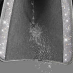 Bling Diamond Car Mats Shining Carpet Crystal Rhinestones Sparkly Glitter Floor Mats with Anti-Slip PVC Heel Pad Universal Fit for Automotive SUV, Sedan, Car, Van, 4pcs for Girl Women, Gray
