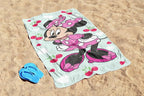 Kids Beach Towel - 100% Cotton Super Soft Absorbent Bath Towel, 28" x 58" Inch Lightweight for Travel, Official Licensed Product, Green - Minnie Mouse