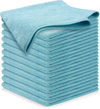 Microfiber Cleaning Cloth - Turq - 12Pcs (12.5x12.5 inch) High Performance - 1200 Washes, Ultra Absorbent Car Towel Traps Grime & Liquid for Streak-Free Mirror Shine - car Washing Cloth
