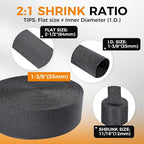 Black 2:1 Ratio Automotive Heat Shrink Braided Sleeving,Wear-Resistant Flat Woven Shrinkable Sleeve Fabric Car Cable Wires Hoses Protection (1-3/8"-8ft)