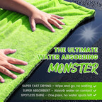 PUGPIU 1400GSM Large Microfiber Car Drying Towel Detailing 24"x36" | XL Super Absorbent Microfiber Towels - Edgeless with Twisted Loop - No Lint Streak for SUV Truck Car Detailing (Green)