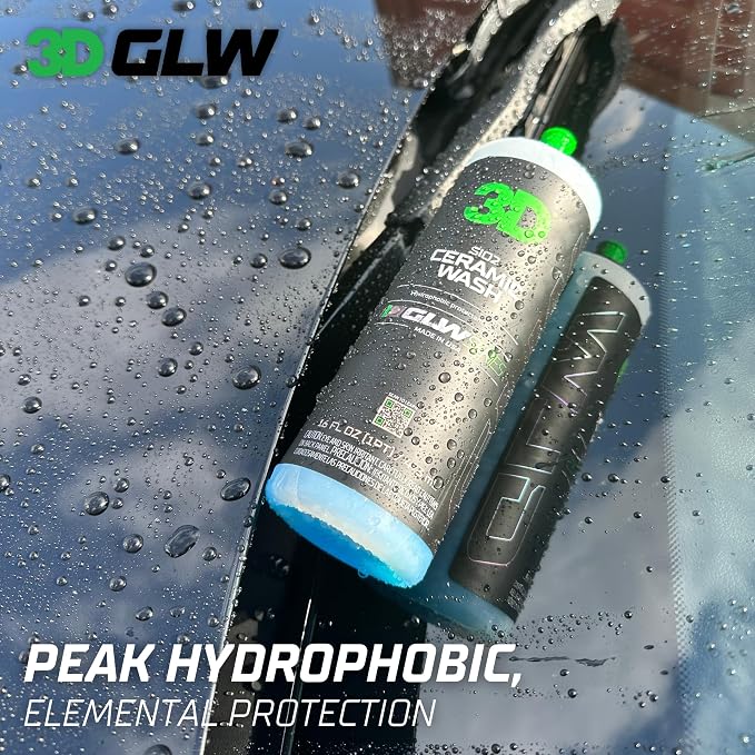 3D SiO2 Ceramic Wash & Wax Soap GLW Series – pH Neutral Car Shampoo with Hydrophobic Protection & Deep Gloss | SiO2 Coating | Scratch-Free Detailing |16 oz