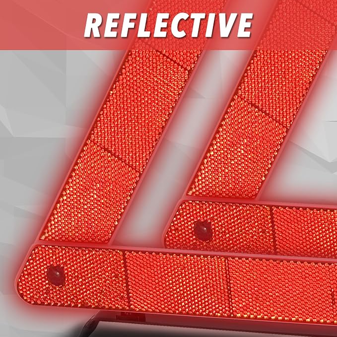 3 Pack Warning Triangle Reflective Warning Road Safety Triangle Kit with Reinforced Cross Base and Carrying Case