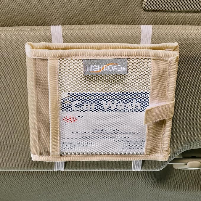Car Registration and Insurance Card Holder for Sun Visor, Glove Box or Console with 2 Clear Hidden Car Document Pockets and Front Card Pocket