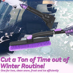 2-Pack 57" Extendable Snow Brush with Ice Scraper for Car Windshield, 2-in-1 Rotating Head Snow Remover for SUV, Truck, and Car