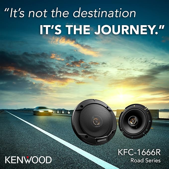 KFC-1666R Road Series Car Speakers (Pair) - 6.5" 2-Way Car Coaxial Speakers, 300W, 4-Ohm Impedance, Cloth Woofer & Balanced Dome Tweeter, Heavy Duty Magnet Design