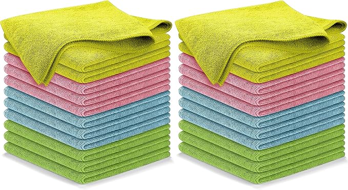 Premium 300GSM Microfiber Cleaning Cloth - 12.5"x12.5" High Performance - 1200 Washes, Ultra Absorbent Microfiber Towels for Cars Undercarriage, Rims & Engine Bay Cleaning - Microfiber Cloth