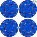4PCS Bling Crystal Rhinestone Cup Holder Coaster, 2.75 inch Soft Silicone Anti-Slip Shockproof, Car Cup Holder Insert Coasters, Universal Car Interior Accessories for Women (Blue)