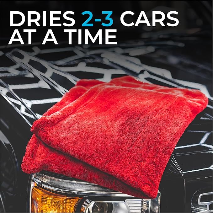 The 1500 - Heavy Duty Car Drying Towel; Perfect for Trucks, Commercial Vehicles, RVs, Boats, and More; Premium 70/30 Blend Twist Loop Design, 1500gsm, 30in x 30in, Red