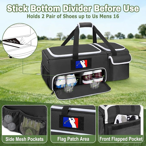 2 Layer Golf Trunk Organizer with Bottom Shoe Space, Golf Car Locker for Men & Women, Holds 2-3 Shoes, Balls, Tees, Cap, Gloves and Clothes (Patenting Design)