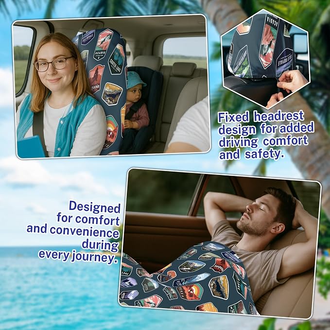 2 Pack Car Seat Towel Covers, Sweat Protector for Front Seats, Premium Thickened Microfiber with Elastic Strap, Breathable Quick Dry, Machine Washable Cover for Gym Running Universal Fit National Park
