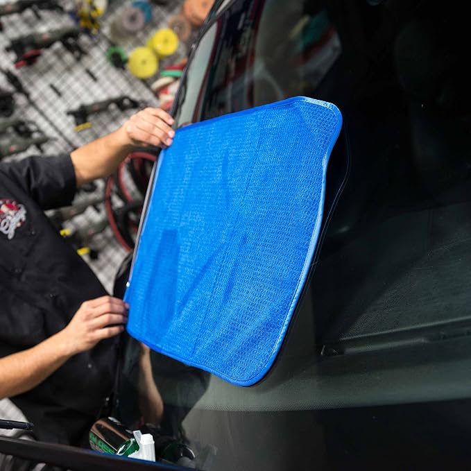 MIC_708_1 Waffle Weave Towel for Home & Auto Glass, Windows, Mirrors & More, Blue (24 in. x 16 in.)