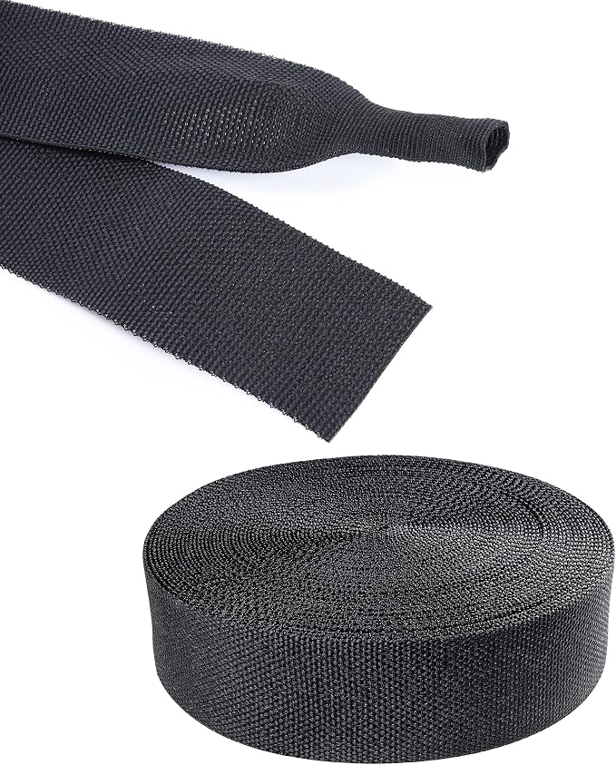 Black 2:1 Ratio Automotive Heat Shrink Braided Sleeving,Wear-Resistant Flat Woven Shrinkable Sleeve Fabric Car Cable Wires Hoses Protection (1"-19ft)