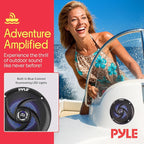 Pyle Waterproof Rated Marine Speakers - 4'' 2 Way Off-Road Vehicles & Weather Resistant Outdoor Audio Stereo Sound System w/ LED Lights, 100W Power, & Low Profile Slim Style, Pair, Black