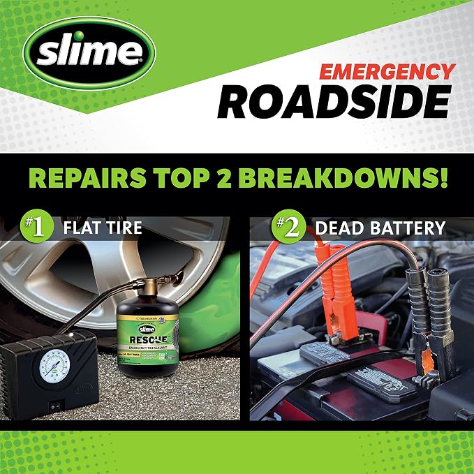 50155 Deluxe Emergency Roadside Kit with Flat tire Repair and Booster Cables for Compact Cars, Standard Cars and Crossovers