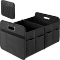 Car Trunk Organizer, 2 Compartments Collapsible Trunk Storage, Anti-slip Design, Made of Waterproof 600D Oxford Polyester, Suitable for SUV, Minivan, Truck, Standard Size, Black