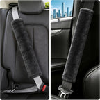 Soft Faux Fur Universal Fit Seatbelt Cover Car Truck SUV Airplane Seat Belt Shoulder Pad for Carmera Backpack Straps Neck Cushion Protector Extra Long 19.7in Dark Gray