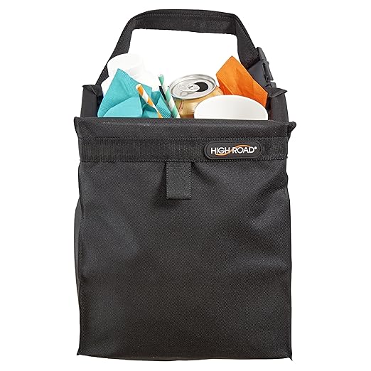 TrashStash Hanging Car Garbage Bag with Push-Close Lid and Waterproof Bin for Car, SUV and Truck Seat Backs - Holds 3 Gallons of Car Trash (Black)