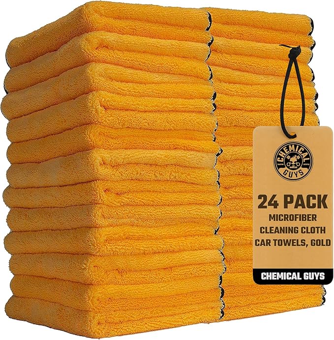 Professional Grade Premium Microfiber Towels for Cars, Gold, 16" x 16", Ultra-Soft and Scratch-Free Car Detailing Cloths for Trucks, Motorcycles, and More - 24 Pack