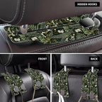 Purse Hook for Car White Flowers Berries and Leaves 1 Pack Headrest Back Seat Hook Premium Leather Double Metal Hanger Storage Pack Bag Purse Holder Car Accessories