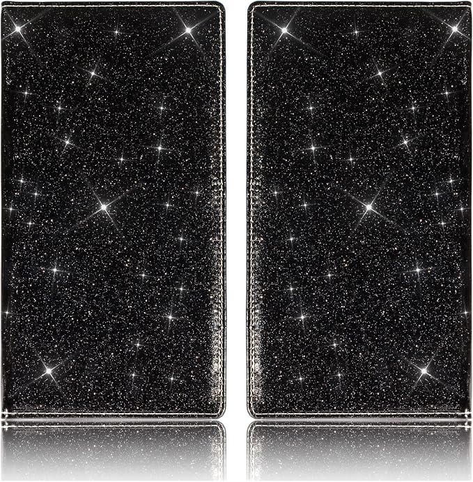 Car Registration and Insurance Card Holder, Vehicle License Document Glove Box Compartment Organizer, Interior Car Accessories for Women Men (Glitter Black)