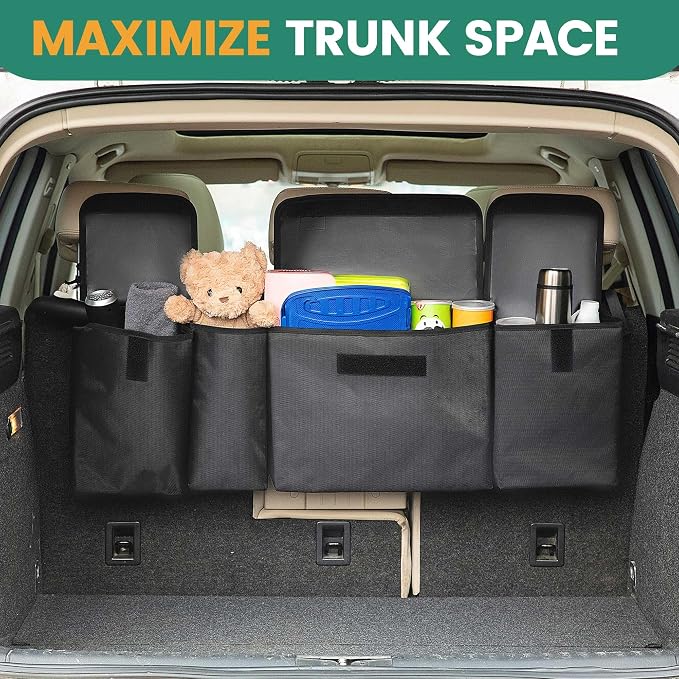Trunk Hanging Organizer, Backseat Trunk Organizer for SUV, Truck, MPV, Large Capacity Vehicle Storage Bag with Upgraded High-Density Fabric, Space Saving Car Accessories Interior