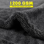 2 Pack Car Drying Towel, 1200GSM Microfiber Towels for Cars | 24 x 48 Inch & 12 x 12 Inch Super Absorbent Detailing Towels Dual Sided Streak-Free Twisted Loop for Auto SUV Truck Boat Home
