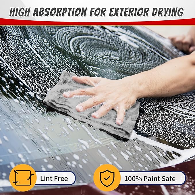 Shop Towels, Pack of 200, Grey Microfiber Cleaning Cloth Bulk, Microfiber Towels for Cars, All-Purpose Absorbent Cleaning Rags, Dust Cloth for Automotive, Mechanic, Garage, 11.5 x 11.5 inch