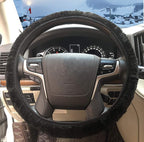 Steering Wheel Cover Universal 15 Inch Elastic Plush Soft Steering Wheel Cover for Women Men, Winter Warm, Anti-Slip, Odorless, Black