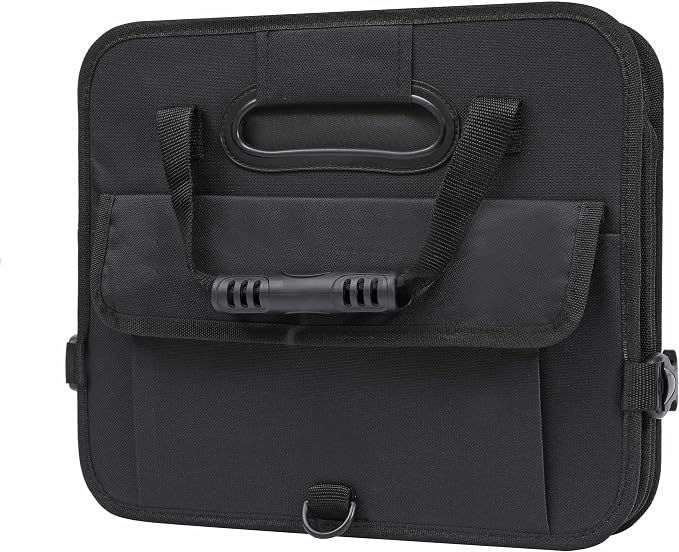 AOKJOY Car Trunk Organizer with Lid Storage Collapsible Multi Compartment Adjustable Straps for SUV, Truck, Sedan(Black) XL