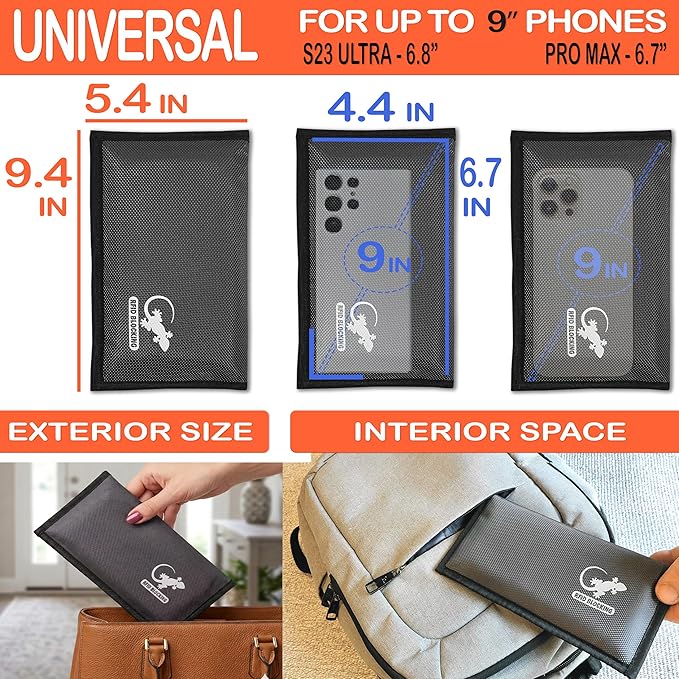 Faraday Bag Anti-Tracking GPS RFID Car Key Signal Blocker Wallet Shielding Pouch Protective Case for Cell Phone Car Key FOB, Data Privacy, Electronic Device Security (DARK GREY - NYLON)