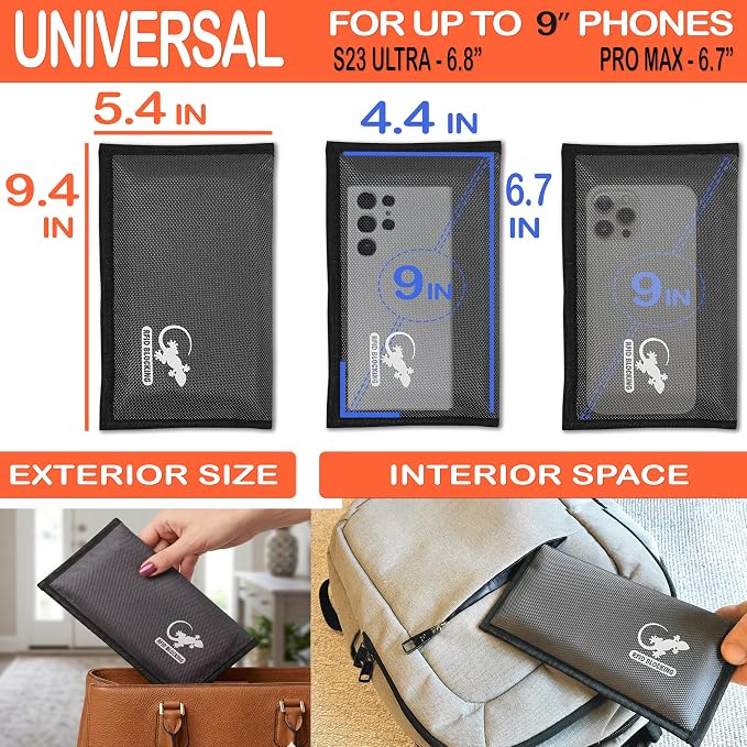 Faraday Bags for Phones - RFID Blocking Sleeves Privacy & GPS Blocker - All Signal Blocking Faraday Pouch Key Fob, Credit Card & Personal Data Go Silent in our Dark Pocket Security - GRAY Faraday Bag