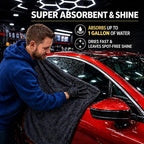 Car Drying Towel 24”x36”, 1400 GSM Twisted Loop Microfiber, Ultra Absorbent, Streak-Free, Lint-Free, Scratch-Free for Car, Truck & SUV, Quick Drying in Fewer Passes (Charcoal Gray)