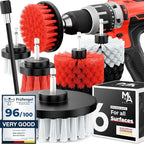 Drill Brush Attachments for Cleaning [Set of 6] Universally Cleans Cars, Rims, Upholstery, Tiles, and More I Brush Drill Attachment for Cleaning I Drill Brush for Car Detailing (Red)