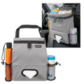 Car Organizer with Car Trash Bin and Tissue Holder - Holds Full Size Tissue Box, Bottles and Wipe Containers - 2 Gal Leakproof Covered Trash Can with Push-Close Lid
