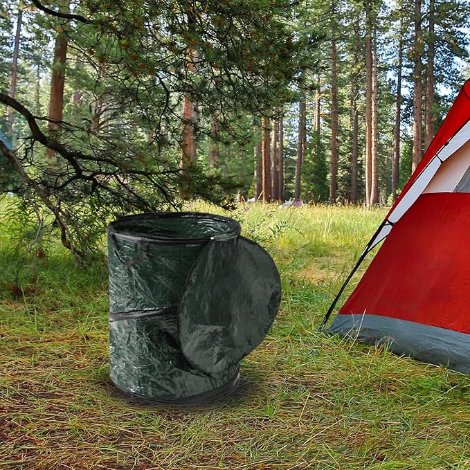 29.5-Gallon Pop Up Outdoor Garbage Can - Collapsible Trash Can for Parties, Yard Waste, or Laundry - Camping Accessories by