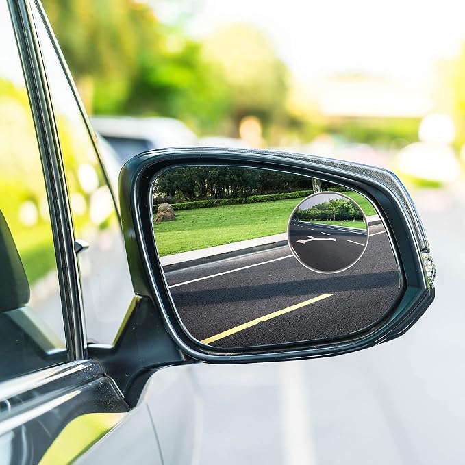 Performore 2 Pack of Blind Spot Car Mirrors, 2 Inch Round Adjustable HD Glass Convex Rear View Wide Angle Side Mirror Blindspot with Self Adhesive Back for Universal Vehicles