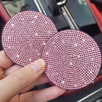 2pcs Bling Car Cup Holder Coaster, 2.75 inch Anti-Slip Shockproof Universal Fashion Car Coasters Insert Bling Crystal Rhinestone Automotive Interior Accessories for Women (2 pcs, Pink)