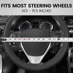 GripTech Plush Fuzzy Steering Wheel Cover for Car Truck Van SUV, Standard 15 inch Size, Soft Black Fluffy Exterior, Comfortable Ergonomic Car Steering Wheel Cover
