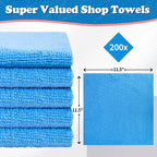 Shop Towels, Microfiber Cleaning Cloth Bulk, 200 Pack Microfiber Towels for Cars, All-Purpose Absorbent Cleaning Rags, Dust Cloth for Automotive, Mechanic, Garage, Bar, 11.5 x 11.5 inch