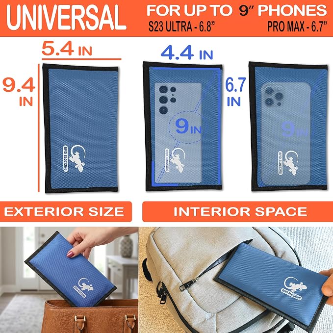 Faraday Bag for Phones, Key Fobs & RFID Cards – Shielding Privacy Pouch for Personal Device Storage, Travel-Friendly RFID Blocking Sleeve Accessory - LIGHT BLUE