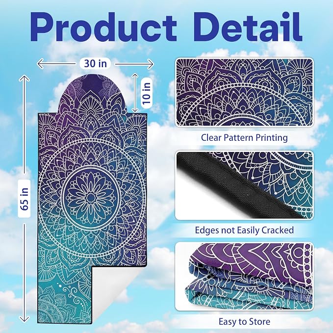 2 Pack Car Seat Towel Covers, Sweat-Proof Microfiber Seat Protectors for Gym, Running, Beach & Workout, Breathable Quick-Dry, Machine Washable, Gradient Mandala Print, Universal Fit