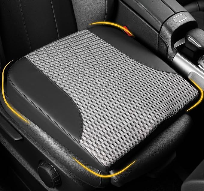 Car Seat Cushion, Car Seat Pillow, Automotive Cushion | Memory Foam Car Seat Cushion for Long Driving, Butt Pillow for Pain Relief, Driver Seat Cushion for Car, Office, Black&Gray