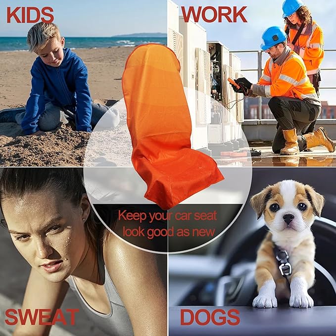Waterproof Car Seat Cover for Front Seats, Protector for Cars SUVs Trucks, Sweat Towel Seat Covers Bucket for Gym,Workout,Beach,Hiking,Running and Swimming(Orange, 2PCS)