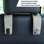Car Seat Back Hook Universal Auto Storage Hanger Suede with Metal Car Seat Organizer for Handbag Purse Coat Umbrellas Grocery Bags 2 Pack Light Gray