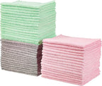 Microfiber Cleaning Cloths, Ultra Absorbent, Scratch-Free, Non-Abrasive, Reusable and Washable, 16" x 12", Green/Gray/Pink, 48-Pack