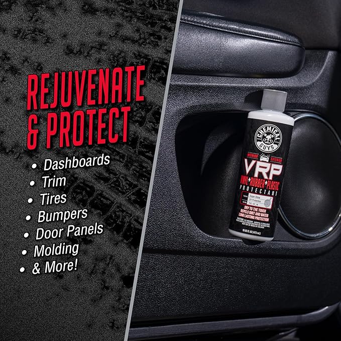 VRP Vinyl, Rubber, and Plastic Dressing - Tire Dressing, Non-Greasy, Dry-to-the-Touch Shine for Tires, Trim, and More, Safe for Cars, Trucks, SUVs, RVs & More - 16 oz
